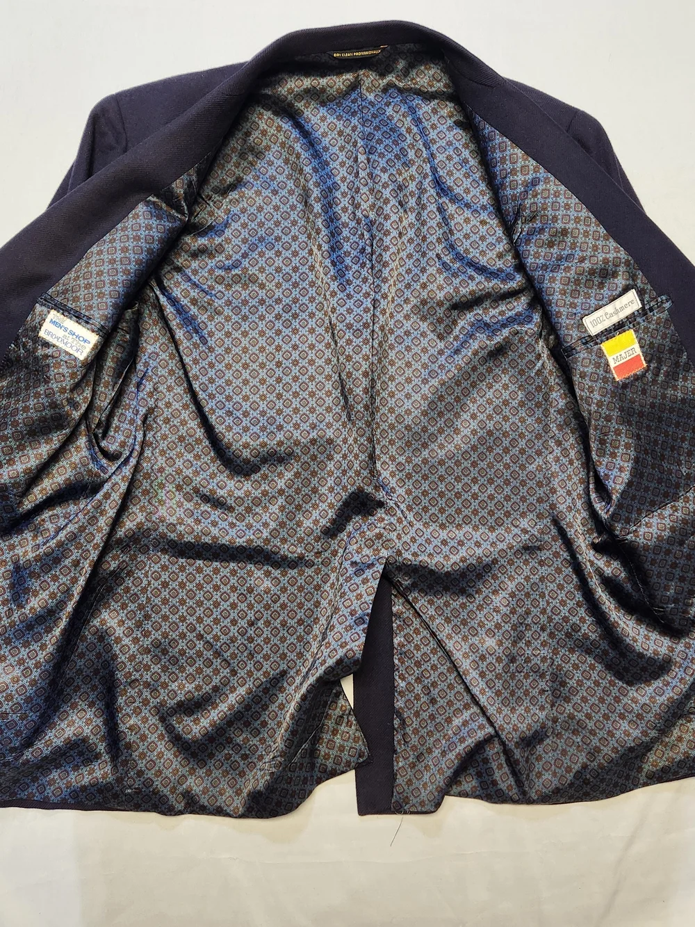 Majer Men's 100% Cashmere Blazer Sports Coat Sz Large Navy Metal Buttons VTG